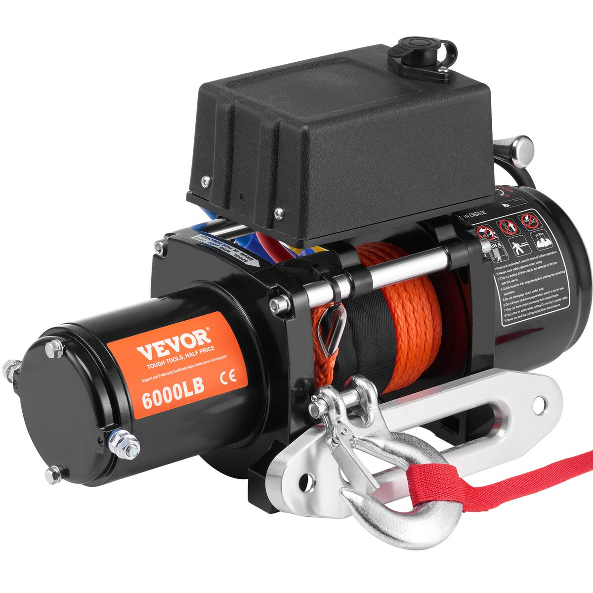 VEVOR Electric Winch for Cargo Vehicle, 2722 kg Load Capacity, with Synthetic Rope and Waterproof Remote Control