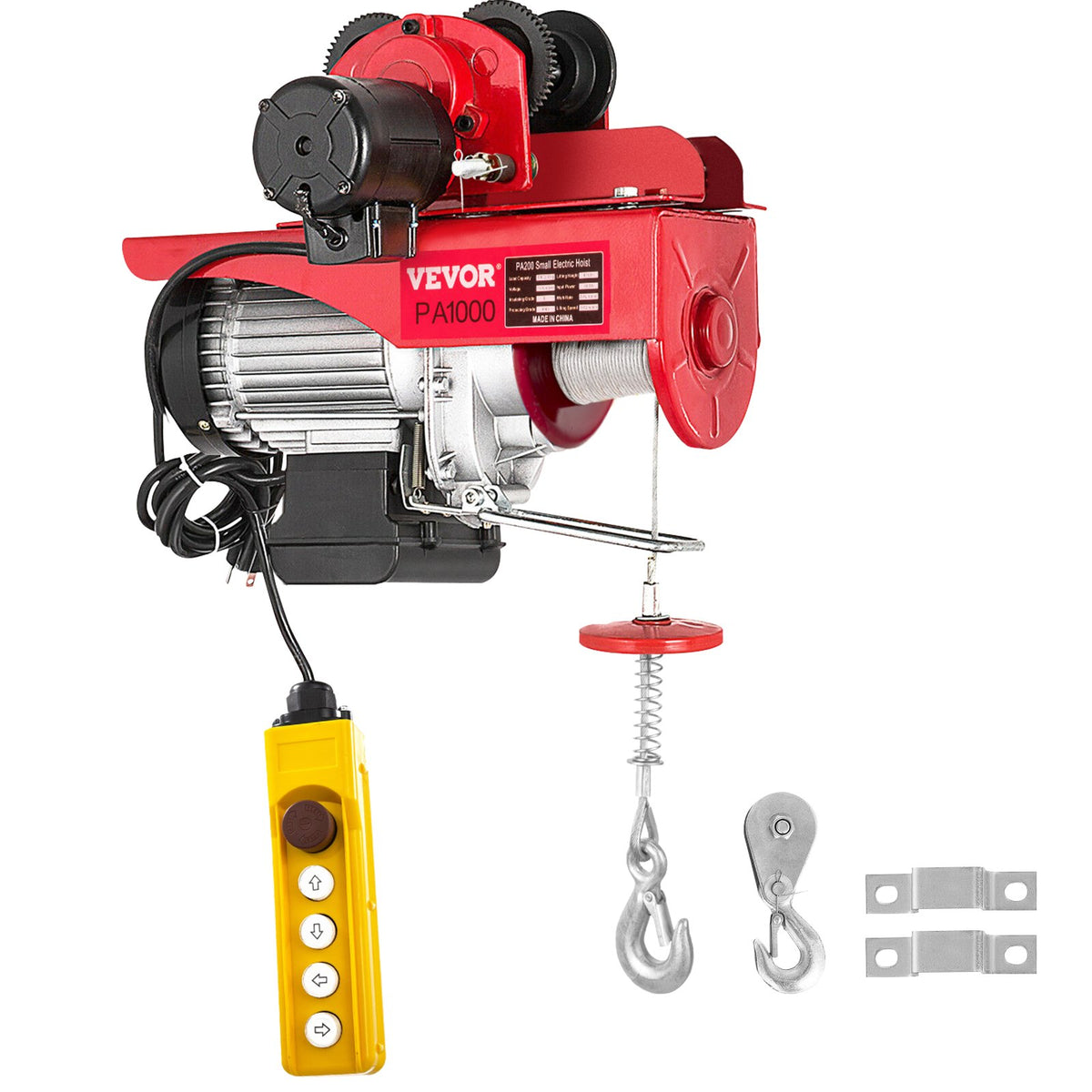 VEVOR Electric Wire Rope Hoist with Trolley, 1000 kg Load Capacity, with Remote Control, Suitable for Industrial Use