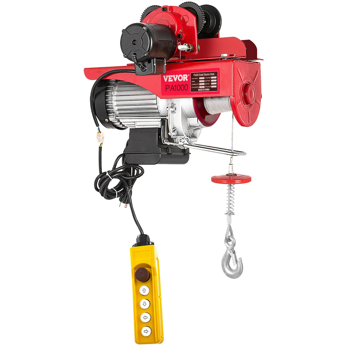VEVOR Electric Wire Rope Hoist with Trolley, 1000 kg Load Capacity, with Remote Control, Suitable for Industrial Use
