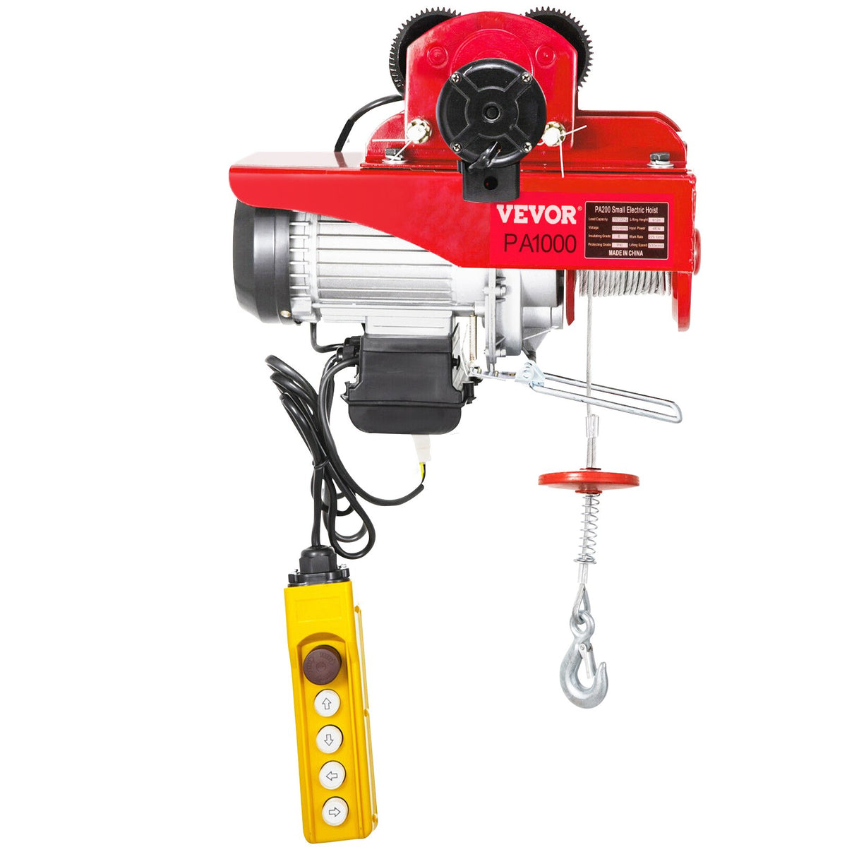 VEVOR Electric Wire Rope Hoist with Trolley, 1000 kg Load Capacity, with Remote Control, Suitable for Industrial Use
