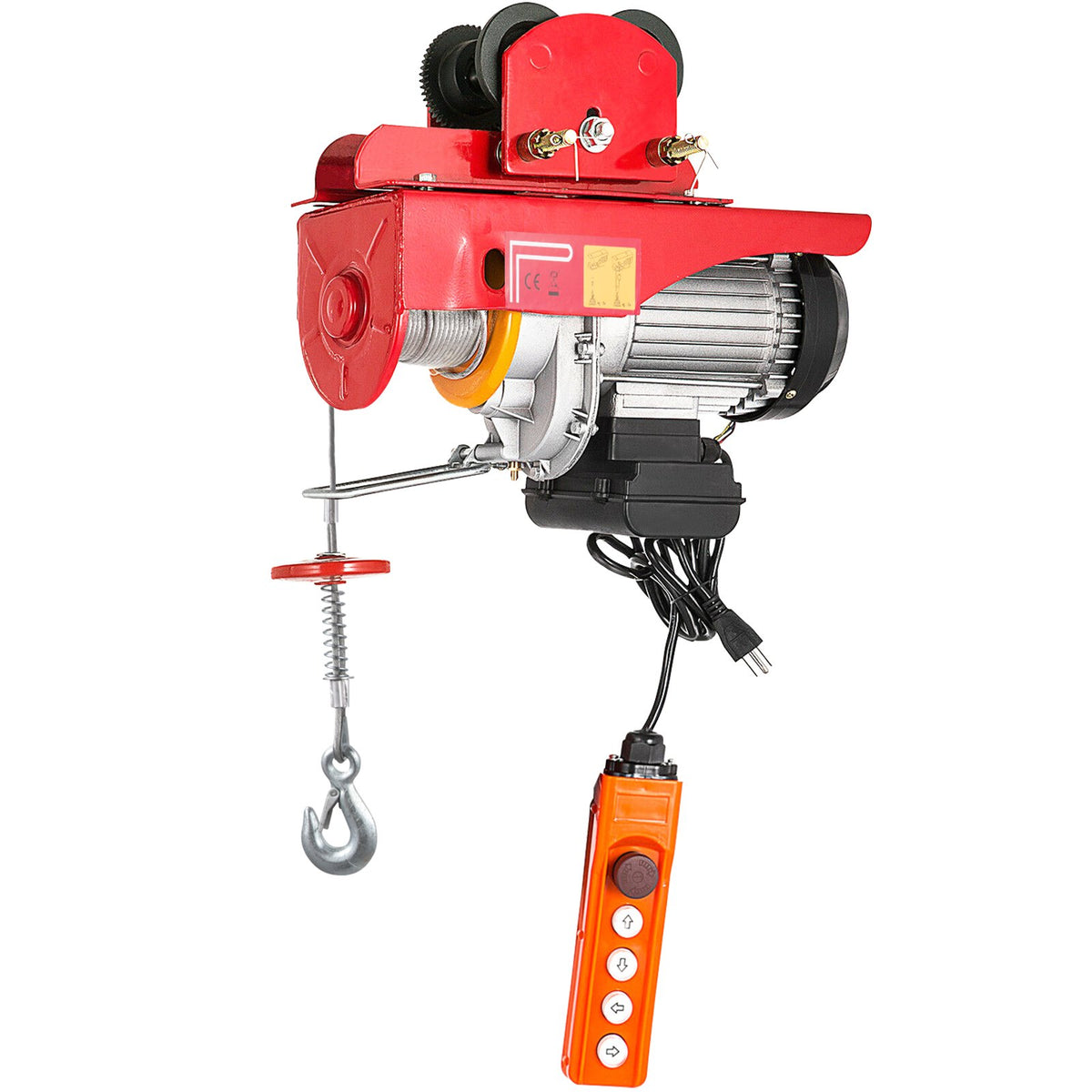 VEVOR Electric Hoist with Trolley, 1300 W Power, 800 kg Load Capacity, 12 m Dual Rope Lifting Height, Steel Construction with Pallet Lifting Attachment, Suitable for Garage