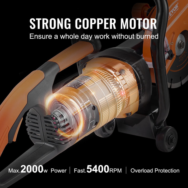 VEVOR 7" elektriskā betona zāģa mašīna - mitrā un sausā griešana ar ūdens sūkni un asmeni