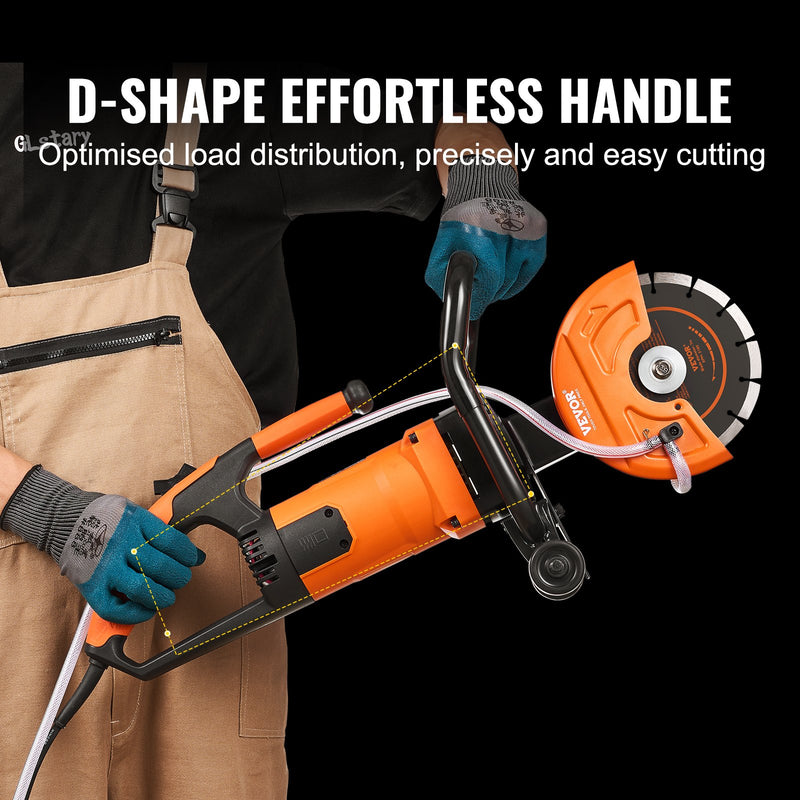 VEVOR 7" elektriskā betona zāģa mašīna - mitrā un sausā griešana ar ūdens sūkni un asmeni