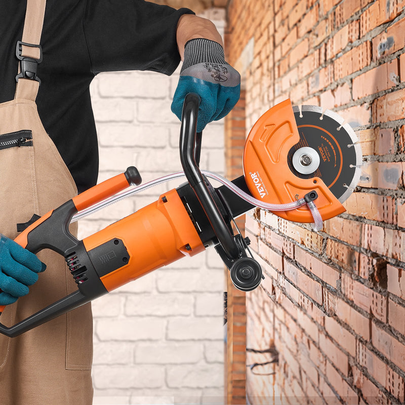 VEVOR 7" elektriskā betona zāģa mašīna - mitrā un sausā griešana ar ūdens sūkni un asmeni
