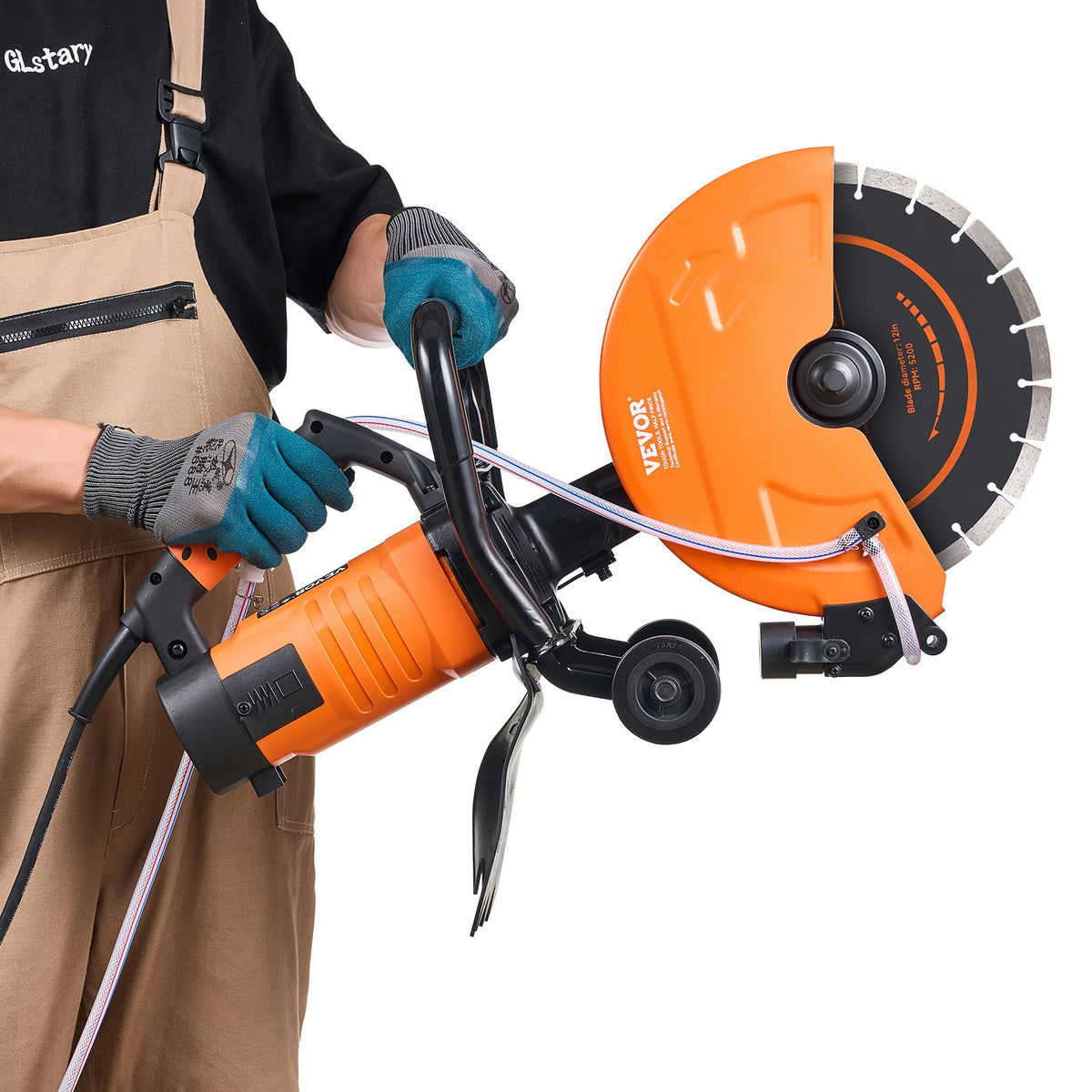 VEVOR 12" elektriskā betona zāģa mašīna - mitrā griešana ar ūdens sūkni un 2800W motoru