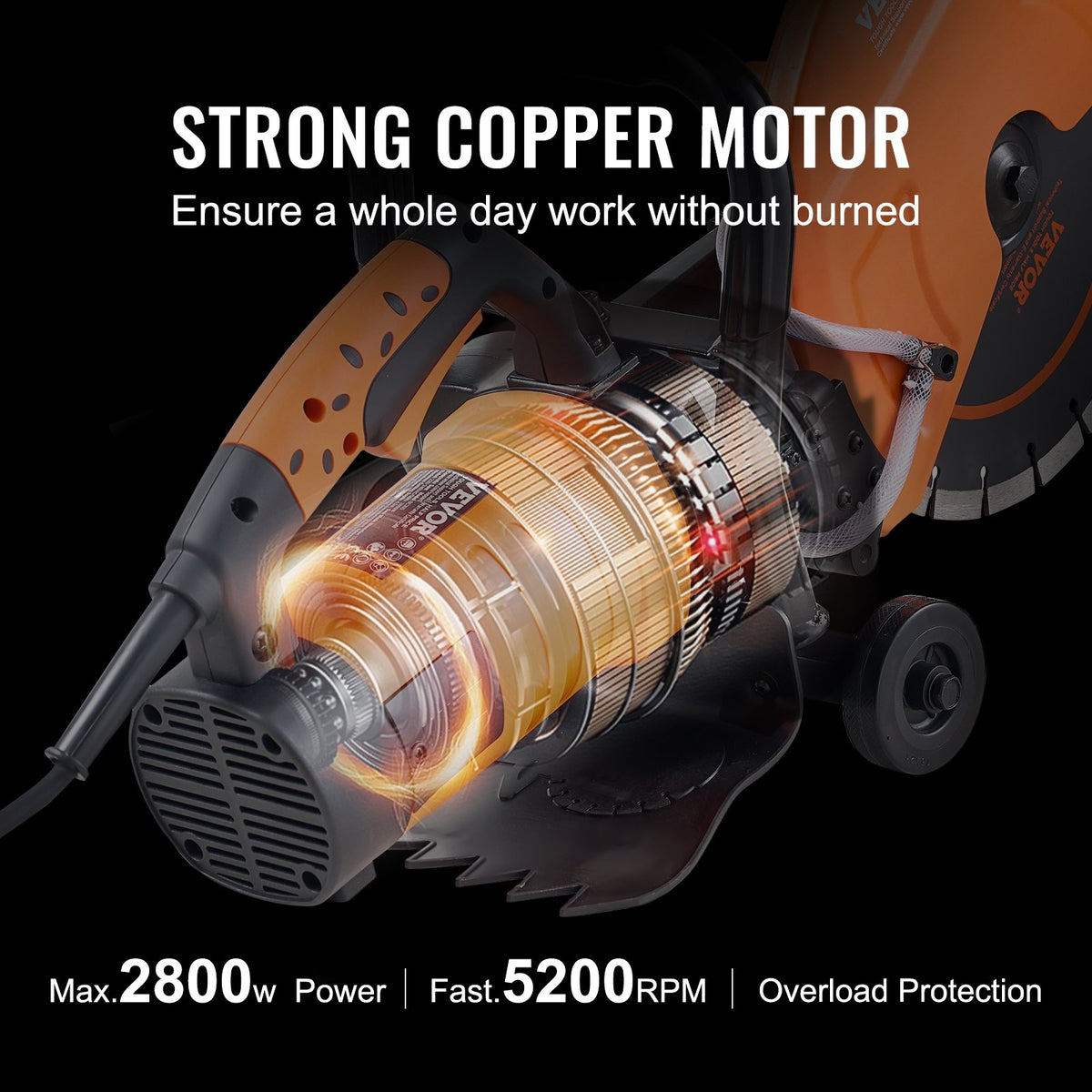 VEVOR 12" elektriskā betona zāģa mašīna - mitrā griešana ar ūdens sūkni un 2800W motoru