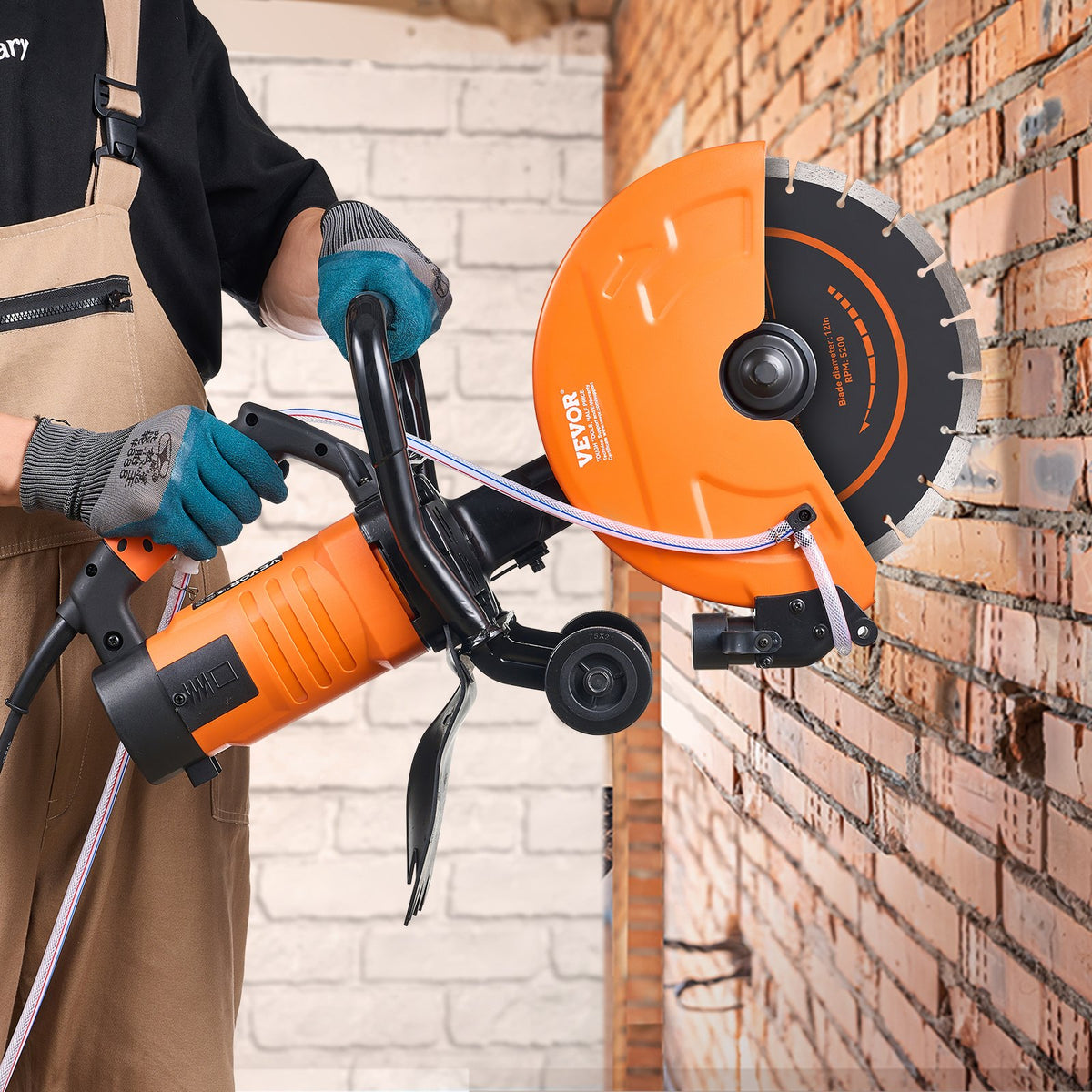 VEVOR 12" elektriskā betona zāģa mašīna - mitrā griešana ar ūdens sūkni un 2800W motoru
