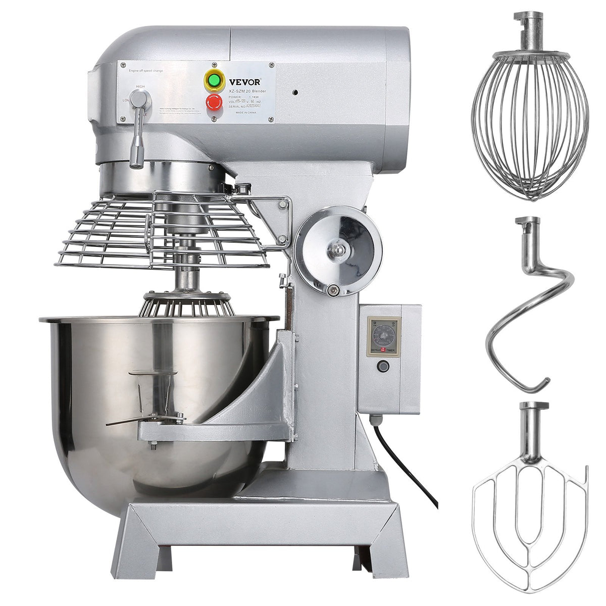 VEVOR komerciālais pārtikas mikseris 30 l, 1100 W, regulējams ātrums