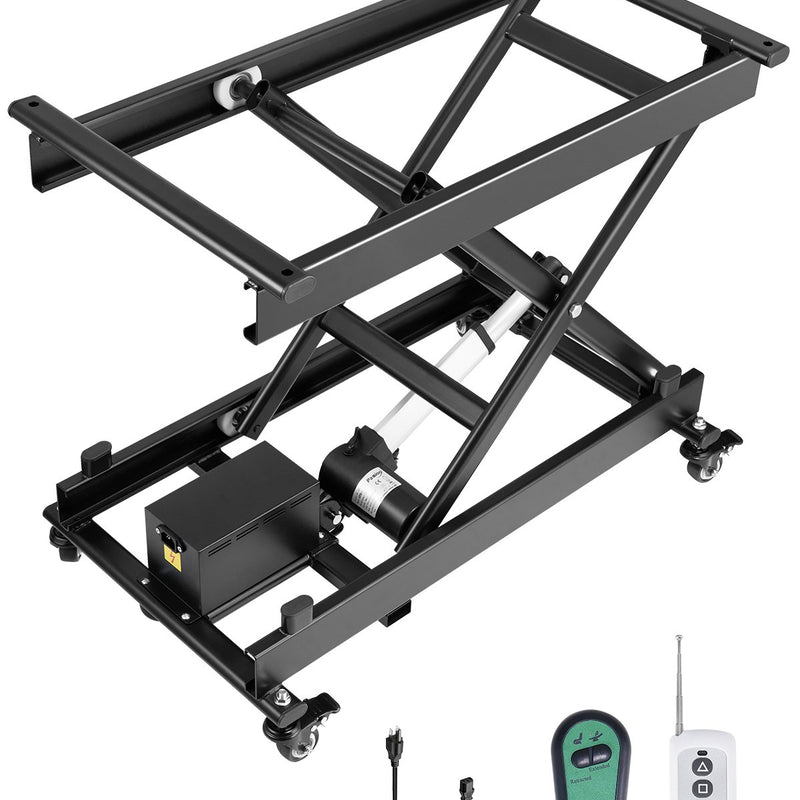 VEVOR elektriskais šķērveida pacelšanas galds 150 kg ar regulējamu augstumu 20–71 cm, pacelšanas platforma ar 4 riteņiem materiālu pārvietošanai, melna