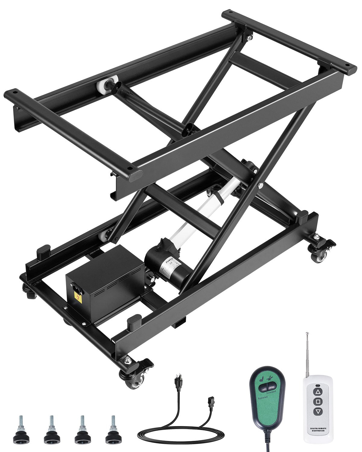 VEVOR Electric Scissor Lift Table 150 kg with Adjustable Height 20–71 cm, Lifting Platform with 4 Wheels for Material Handling, Black