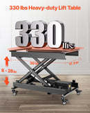 VEVOR elektriskais šķērveida pacelšanas galds 150 kg ar regulējamu augstumu 20–71 cm, pacelšanas platforma ar 4 riteņiem materiālu pārvietošanai, melna