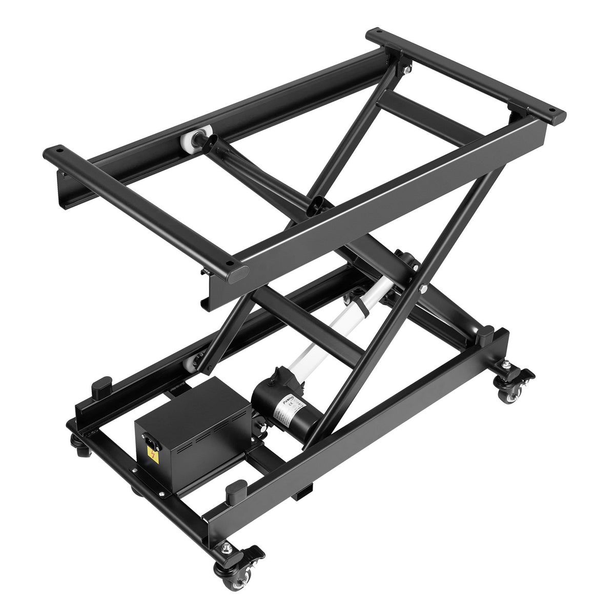 VEVOR Electric Scissor Lift Table 150 kg with Adjustable Height 20–71 cm, Lifting Platform with 4 Wheels for Material Handling, Black