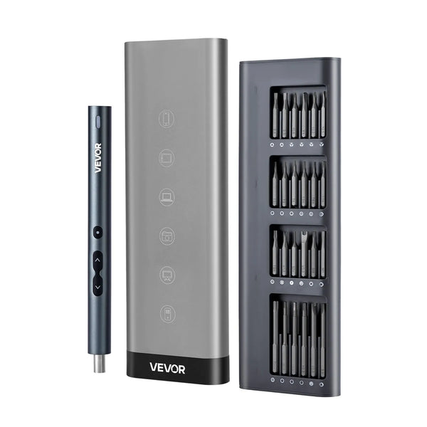 VEVOR elektriskais precīzijas skrūvgriežu komplekts ar 48 magnētiskiem uzgaļiem, mini elektrisko skrūvgriezi un magnētisku uzglabāšanas kārbu, S2 tērauda uzgaļiem, LED apgaismojumu un Type-C uzlādi, piemērots telefonu, klēpjdatoru un elektronikas remontam