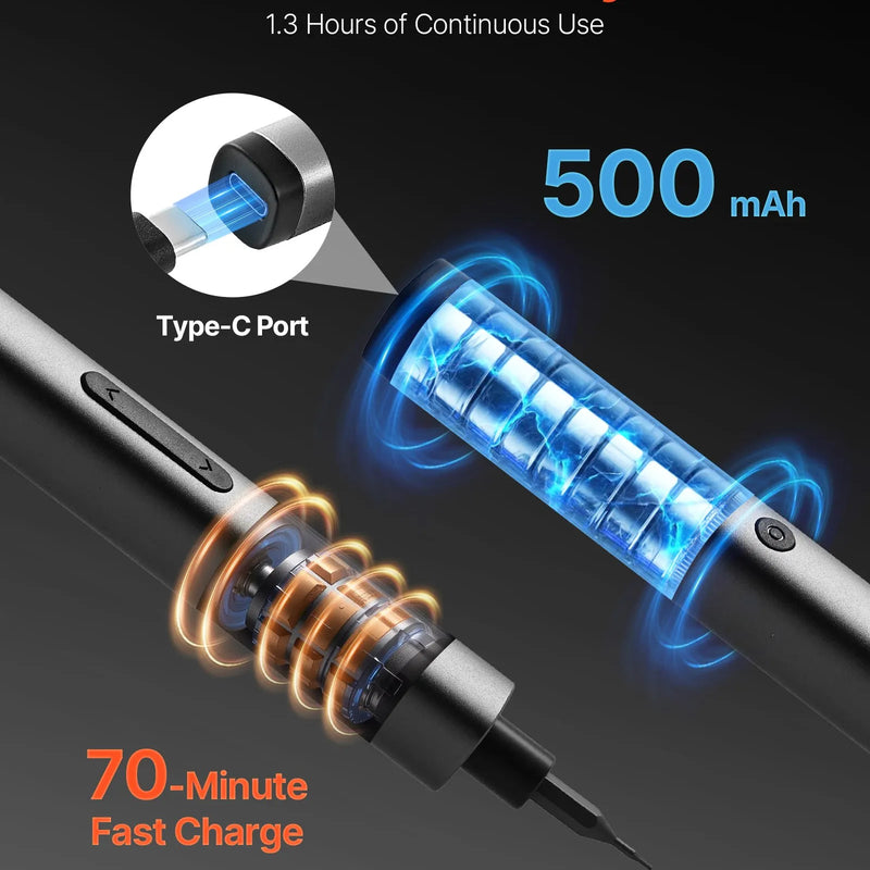 VEVOR elektriskais precīzais skrūvgriežu komplekts, mini elektriskais skrūvgriezis ar 52 magnētiskiem uzgaļiem no S2 tērauda, magnētiska uzglabāšanas kārba, LED apgaismojums, Type-C uzlāde elektronikas remontam