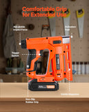 VEVOR bezvadu bradu naglotājs 2-in-1 (naglu un skavu pistole), 18 GA līdz 15 mm, komplektā 1000 skavas un 1000 naglas, ar akumulatoru un lādētāju, neslīdošs gumijots rokturis kokapstrādes un DIY projektiem