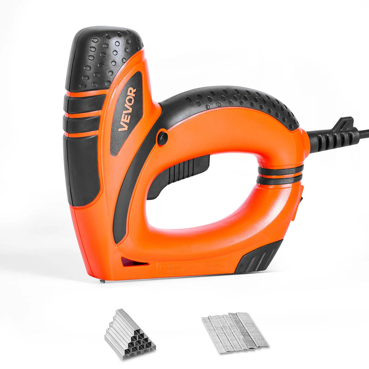 VEVOR Electric Nail and Staple Gun 2 in 1, 18 G (1.2 mm) Nails up to 15 mm, Includes 1000 Staples and 1000 Nails, with Anti-Slip Rubber Handle, Suitable for Woodworking and DIY Projects