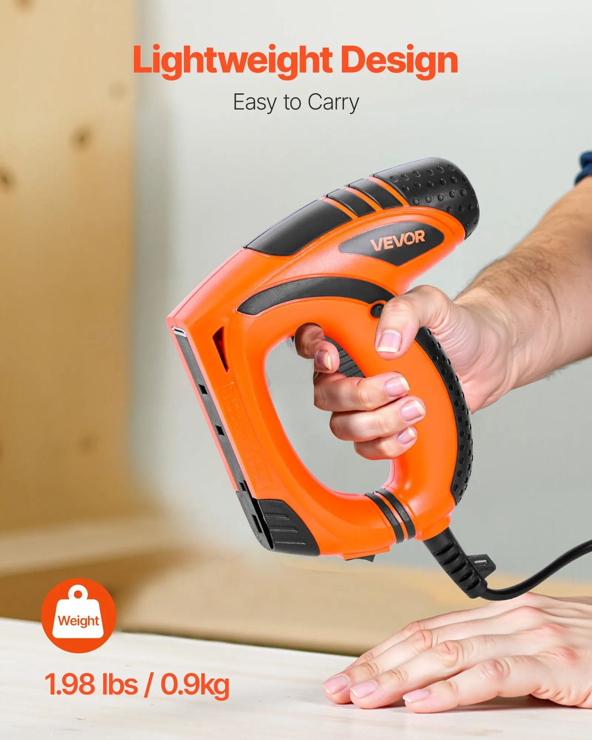 VEVOR Electric Nail and Staple Gun 2 in 1, 18 G (1.2 mm) Nails up to 15 mm, Includes 1000 Staples and 1000 Nails, with Anti-Slip Rubber Handle, Suitable for Woodworking and DIY Projects