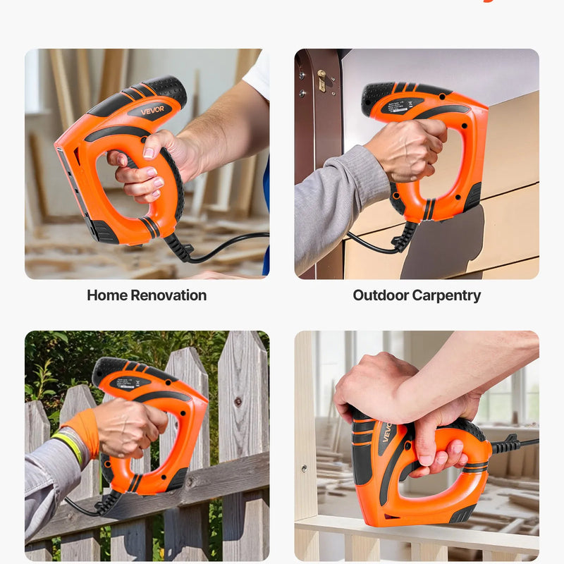 VEVOR elektriskais 2-in-1 naglotājs un skavotājs, 18. kalibra (15 mm) naglu pistole ar 1000 skavām un 1000 naglām, neslīdošu gumijas rokturi, piemērots galdniecībai un DIY projektiem