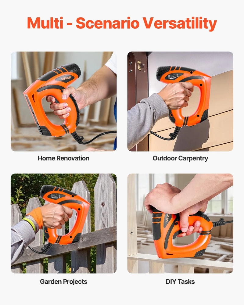 VEVOR elektriskais 2-in-1 naglotājs un skavotājs, 18. kalibra (15 mm) naglu pistole ar 1000 skavām un 1000 naglām, neslīdošu gumijas rokturi, piemērots galdniecībai un DIY projektiem