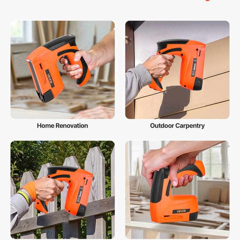 VEVOR bezvadu bradu naglotājs 2-in-1 (naglu un skavu pistole), 18 GA līdz 15 mm, ar 1000 skavām un 1000 naglām, akumulatora barošana, neslīdošs gumijots rokturis kokapstrādei, galdniecībai un DIY projektiem