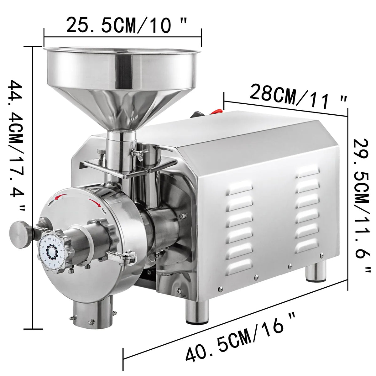 VEVOR Commercial Grain Mill 2.2 kW, 30–50 kg/h, 50 kg Capacity, Stainless Steel