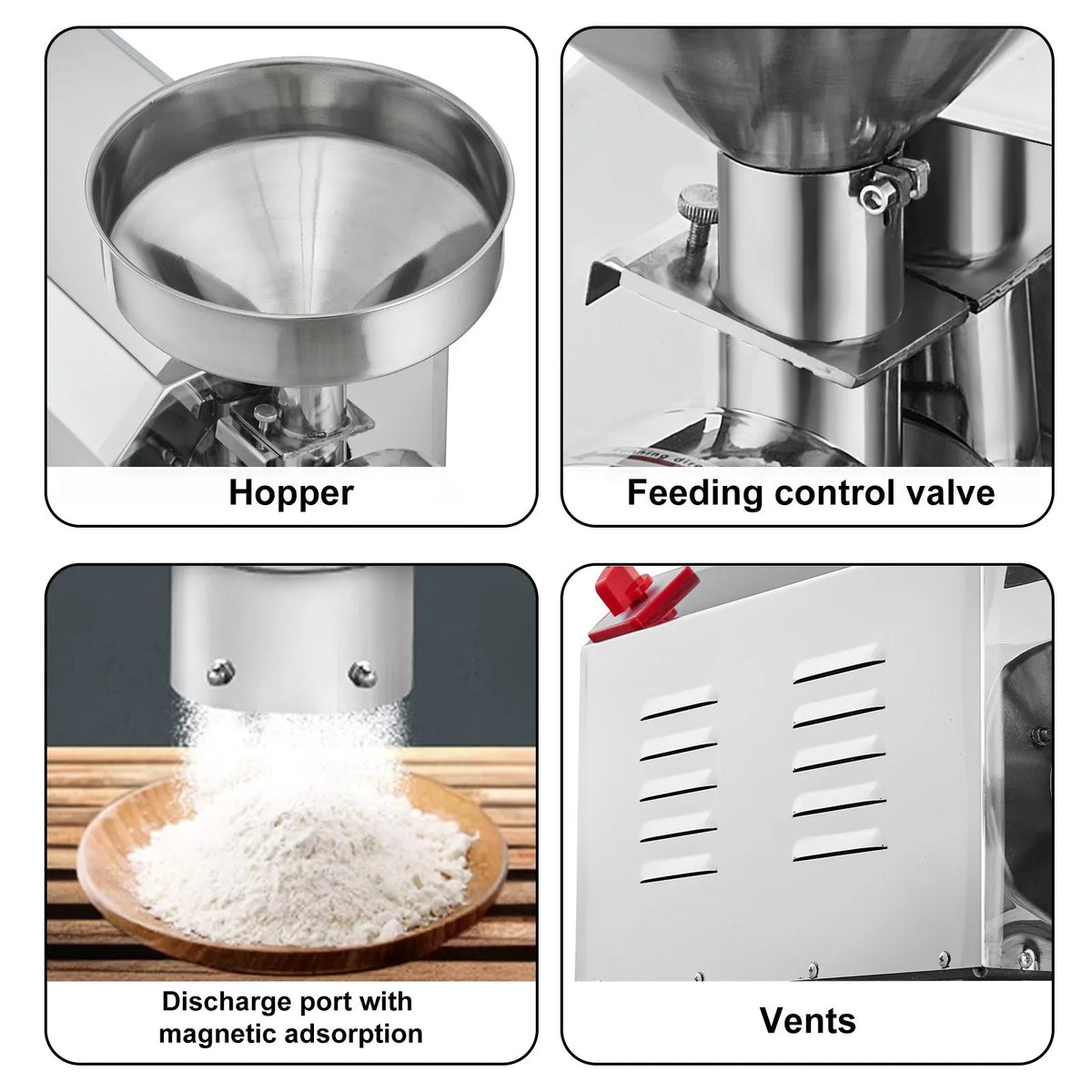 VEVOR Commercial Soya and Grain Grinder 2200 W, 50 kg/h, Stainless Steel