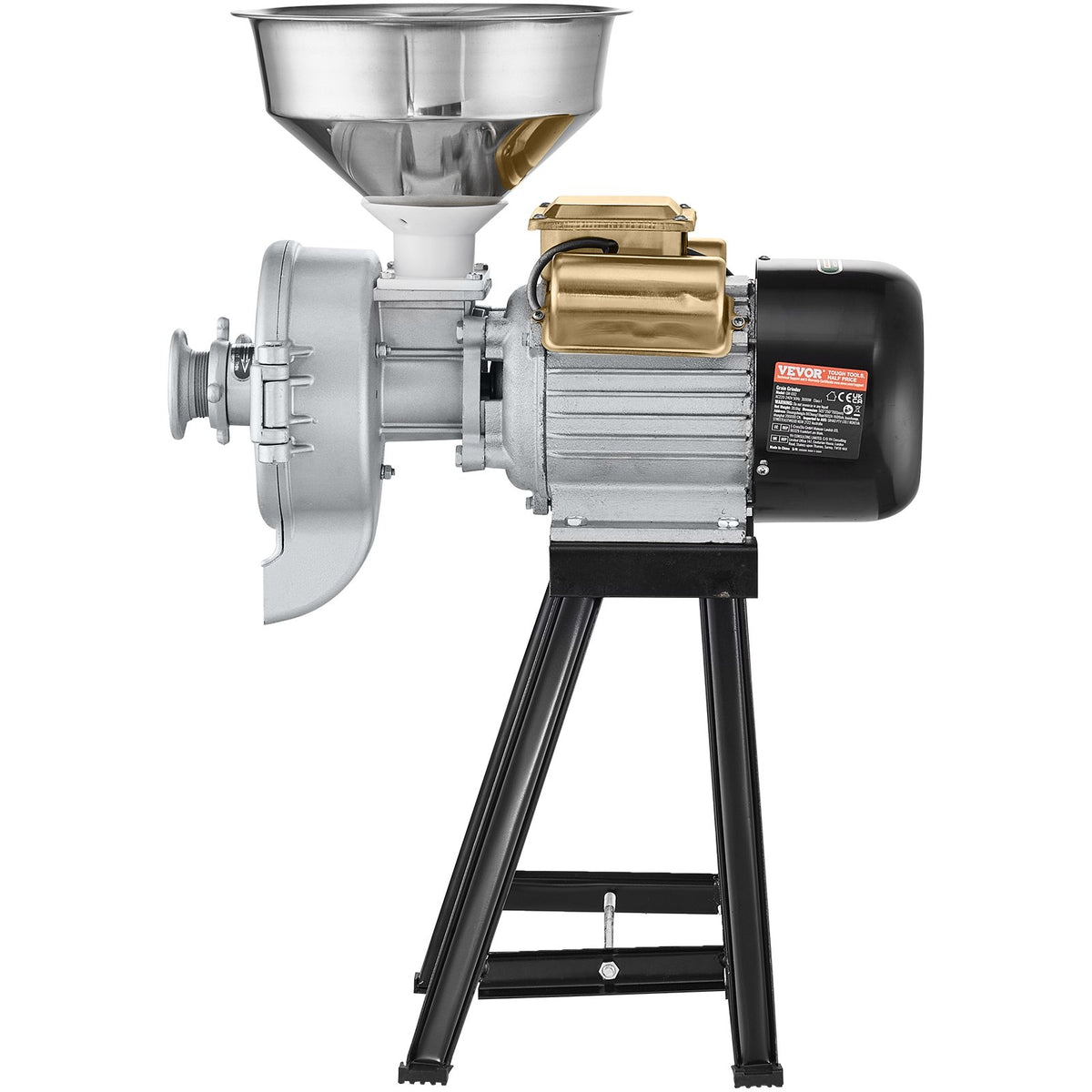 VEVOR Electric Grain Mill 3000 W with Hopper and Adjustable Fineness for Dry and Wet Grinding