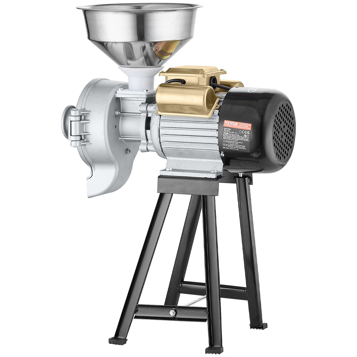 VEVOR Electric Grain Mill 3000 W with Hopper and Adjustable Fineness for Dry and Wet Grinding