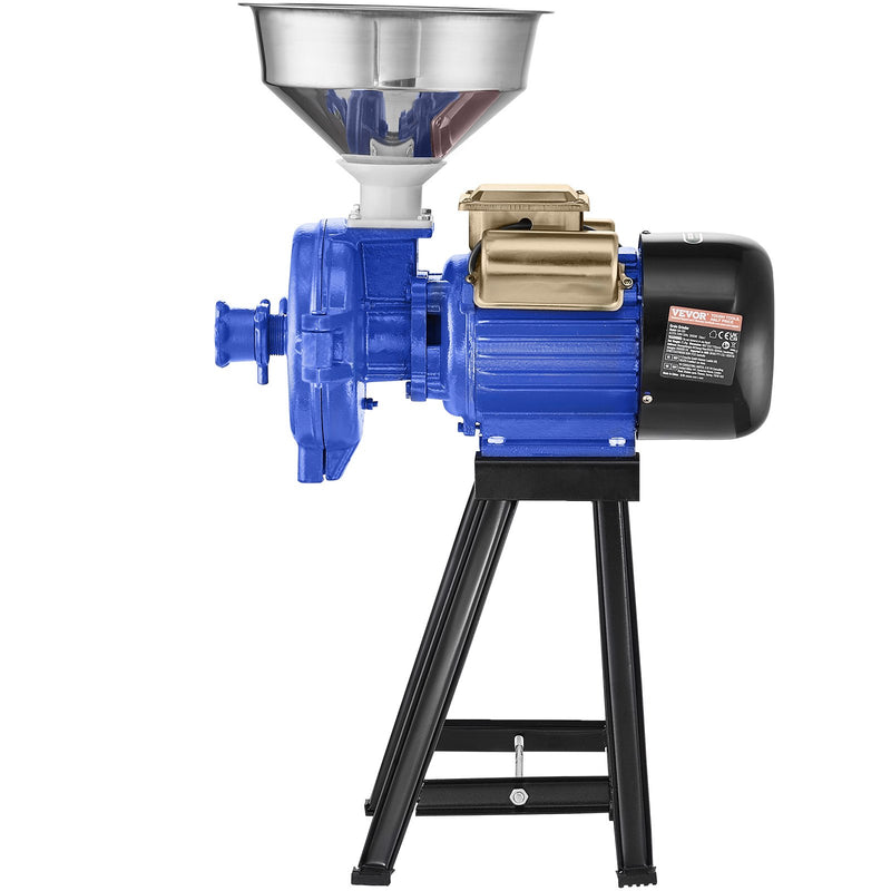 VEVOR elektriskās graudu dzirnaviņas, 3000 W garšvielu malšanas iekārta, komerciālā kukurūzas dzirnavu iekārta ar piltuvi, regulējamu rupjuma pakāpi, jaudīga miltu un graudaugu malšanas iekārta kviešiem un lopbarībai, sausās malšanas tipa