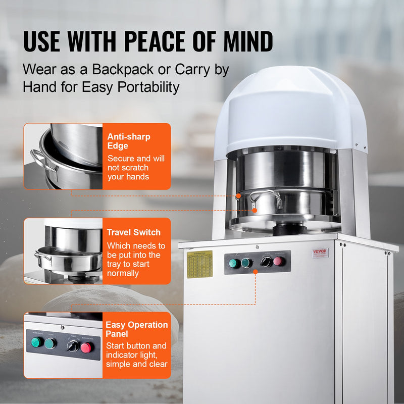 VEVOR Elektriskā mīklas dalītāja 20 gab., automātiska mīklas griezēja maizes cepšanai