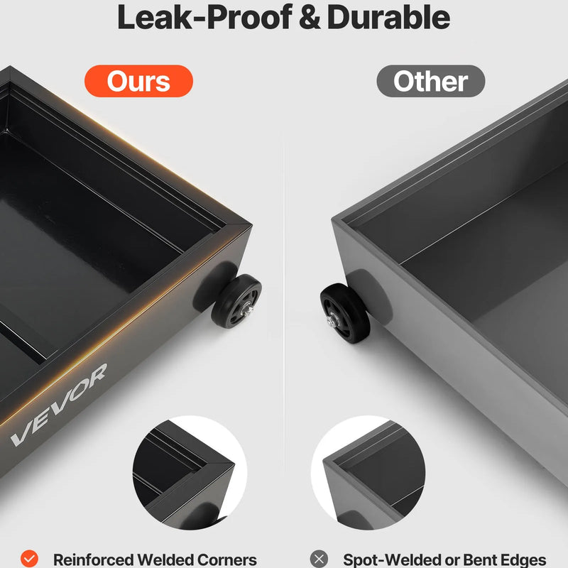 VEVOR zema profila pārvietojama eļļas noteces vanna, 56,8 l, ar elektrisko sūkni un 2,2 m šļūteni, hermētiska un korozijizturīga, piemērota automašīnām, SUV, kravas auto, motocikliem un ATV, metāla