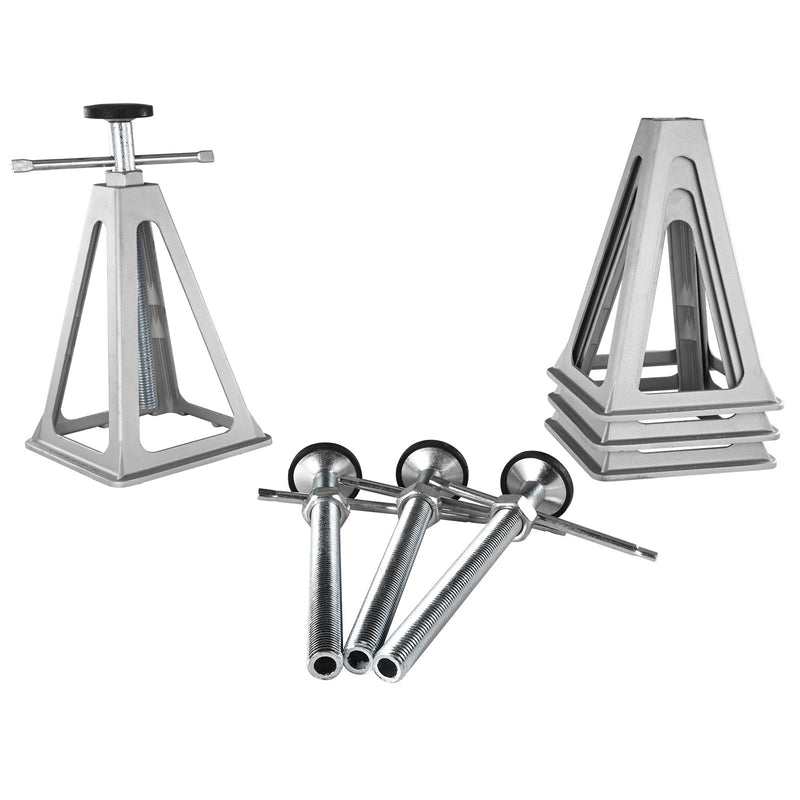 VEVOR RV Stabilizatori, 4 Gabalu Alumīnija RV Līmeņa Stiprinājumi, RV Kaudzēšanas Stiprinājumi Ceļojumu Piekabēm un Kempingiem, Viena Skrūves Stiprinājums Atbalsta Līdz 6000 Lbs, Regulējams no 11 collām līdz 17 collām