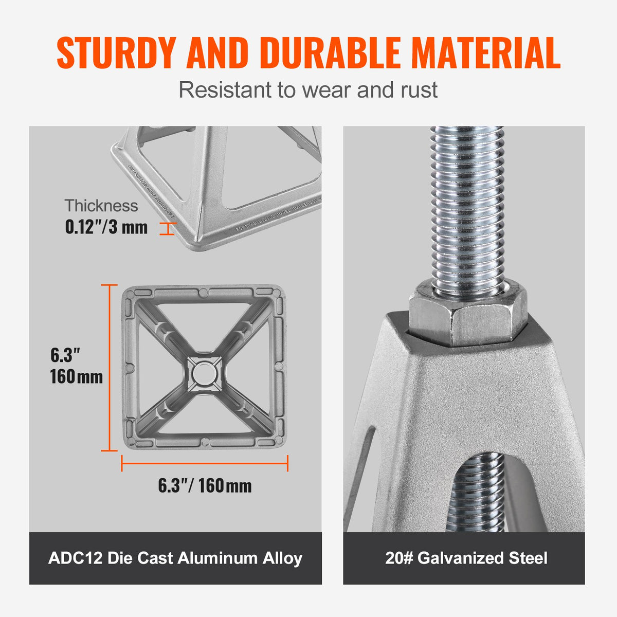 VEVOR RV Stabilisers, 4-Piece Aluminium RV Level Mounts, RV Levelling Jacks for Travel Trailers and Camping, Single Screw Mount Support Up to 6000 Lbs, Adjustable from 11 to 17 Inches