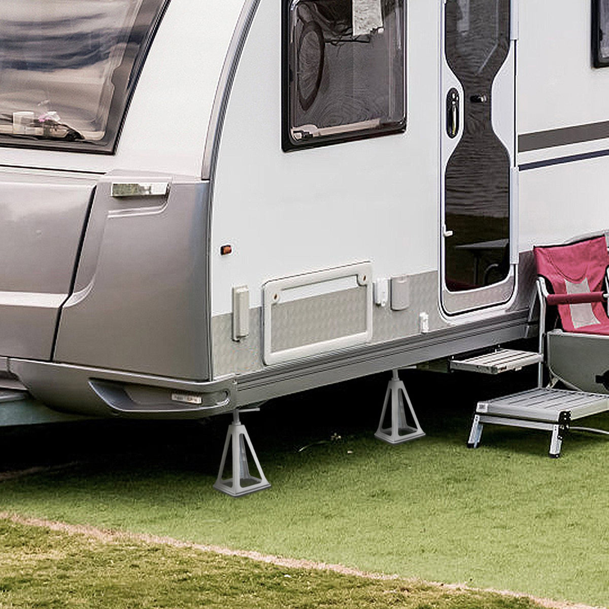 VEVOR RV Stabilisers, 4-Piece Aluminium RV Level Mounts, RV Levelling Jacks for Travel Trailers and Camping, Single Screw Mount Support Up to 6000 Lbs, Adjustable from 11 to 17 Inches