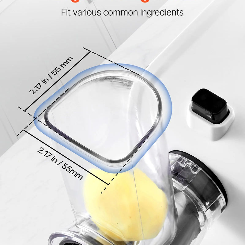 VEVOR elektriskā siera rīve un dārzeņu griezējs, 200 W, ar 5 uzgaļiem, nerūsējošā tērauda, augļiem, dārzeņiem un sieram