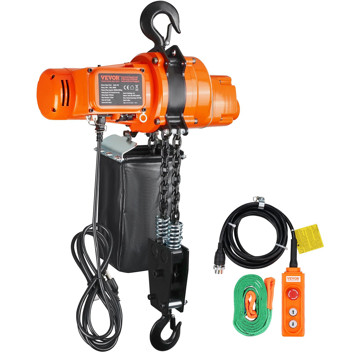 VEVOR Electric Chain Hoist, Single-Phase Lifting Hoist, 1000 kg Lifting Capacity, 3 m Lifting Height