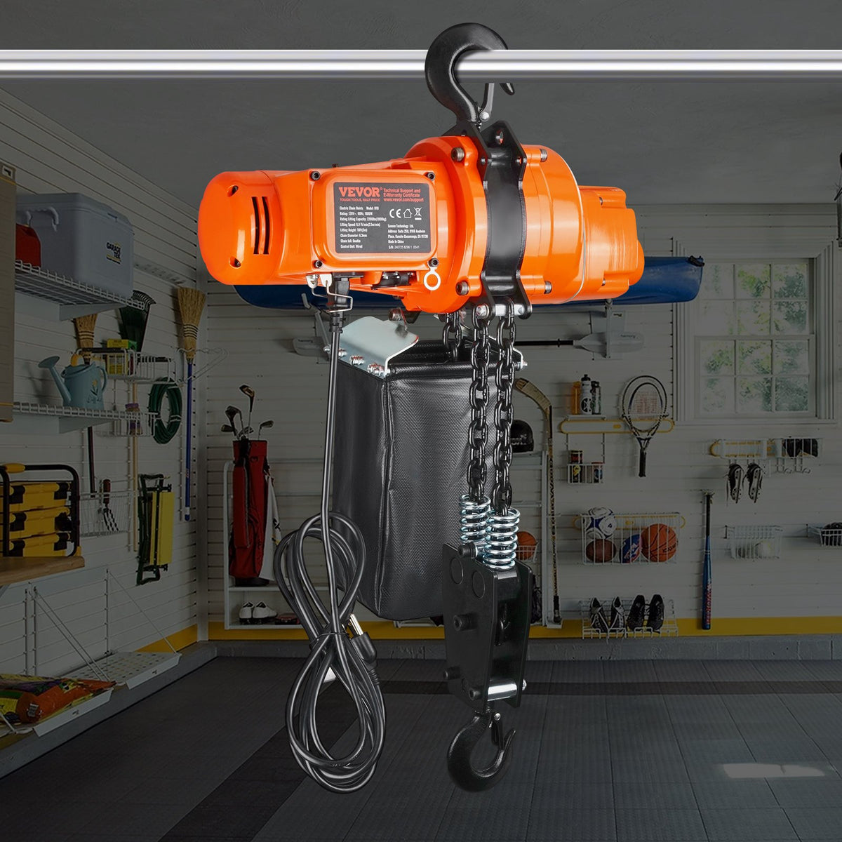 VEVOR Electric Chain Hoist, Single-Phase Lifting Hoist, 1000 kg Lifting Capacity, 3 m Lifting Height