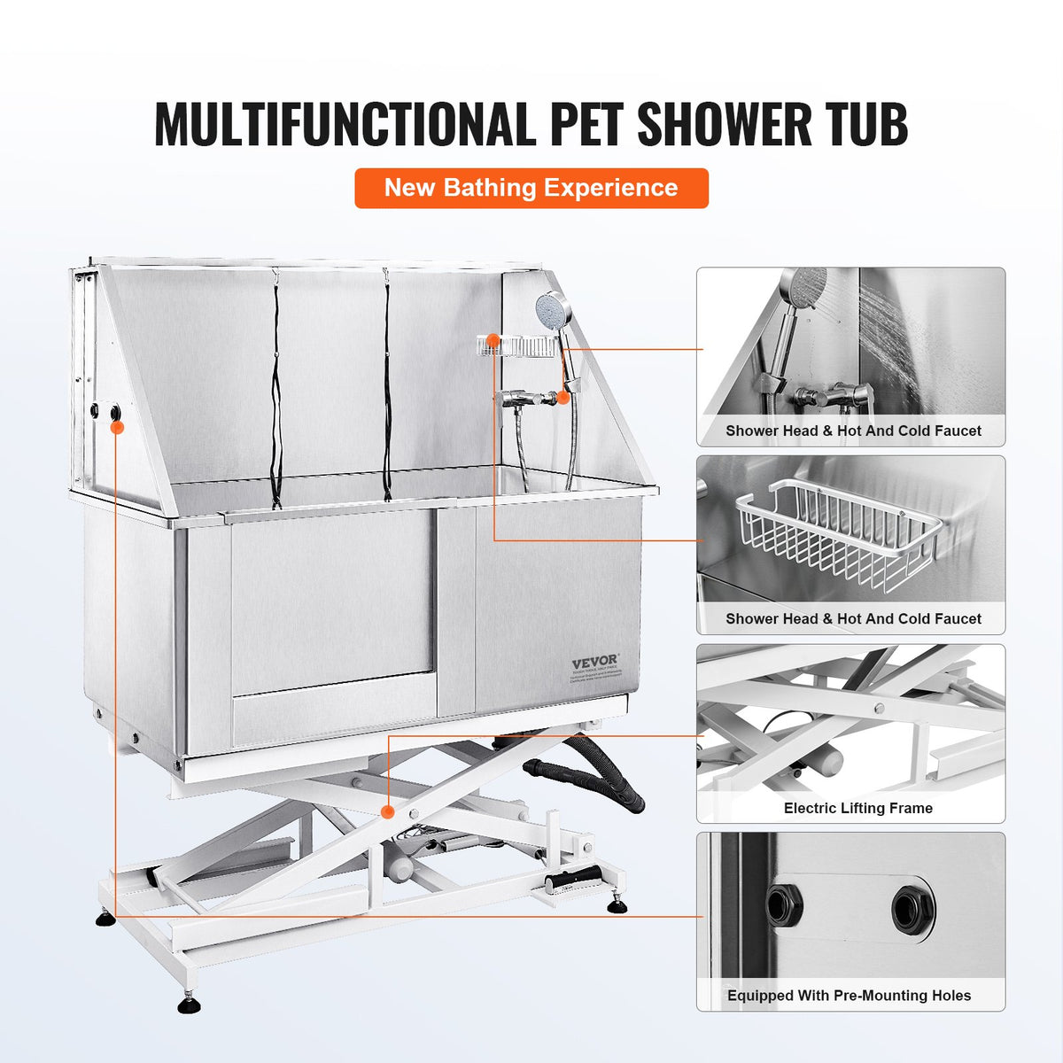 VEVOR Electric Lifting Dog and Cat Washing Bath, 127 cm