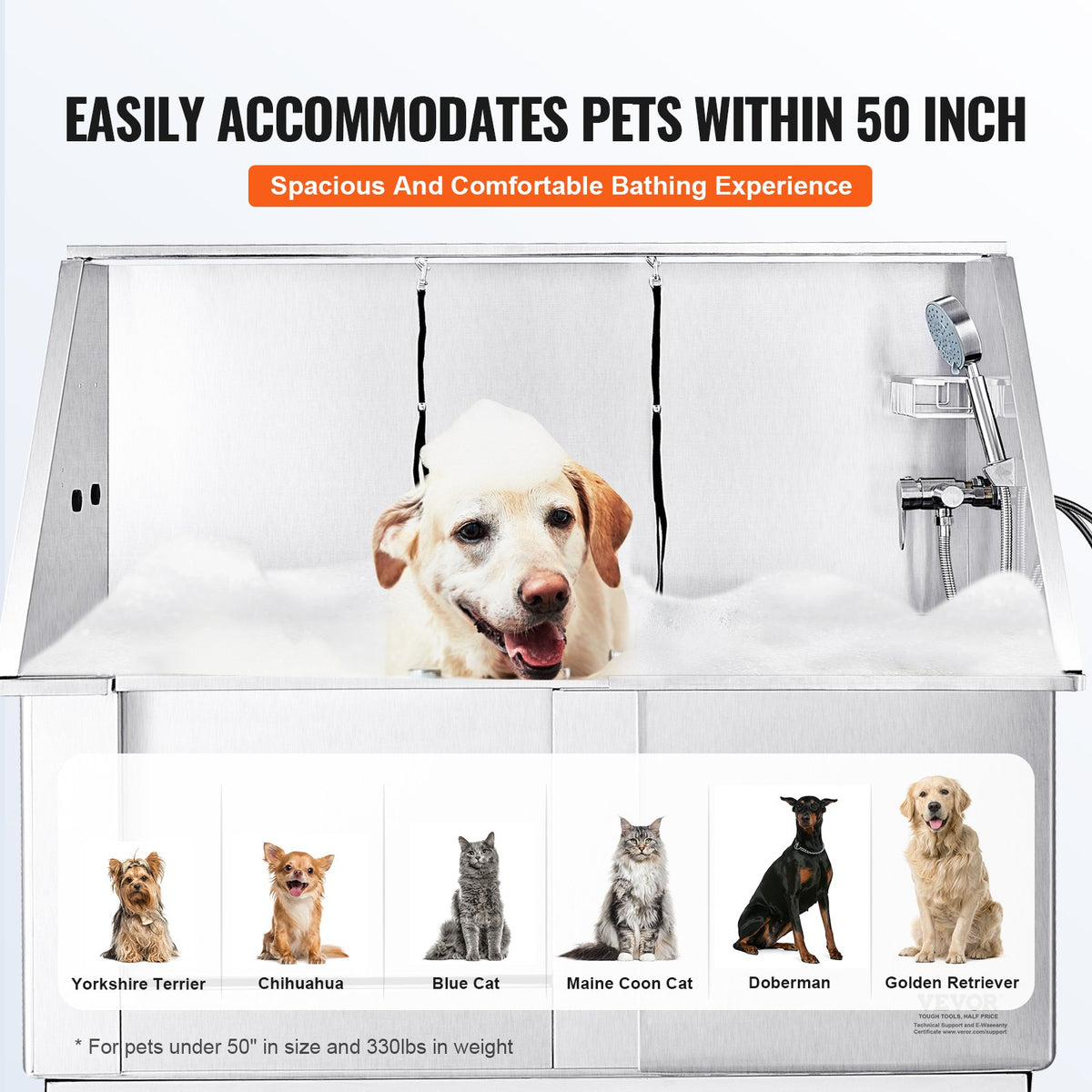 VEVOR Electric Lifting Dog and Cat Washing Bath, 127 cm