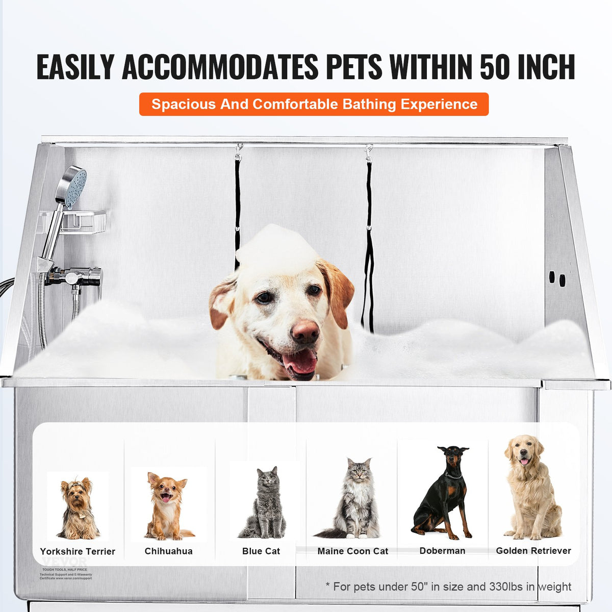 VEVOR Electric Lifting Pet Grooming Bath Tub with Adjustable Height, 127 cm