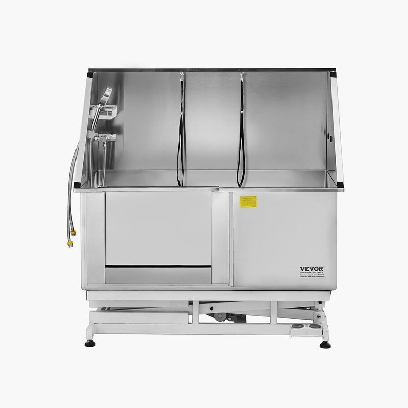 VEVOR 127 cm elektriski regulējama nerūsējošā tērauda suņu kopšanas vanna ar ūdens filtru (kreisā puse)