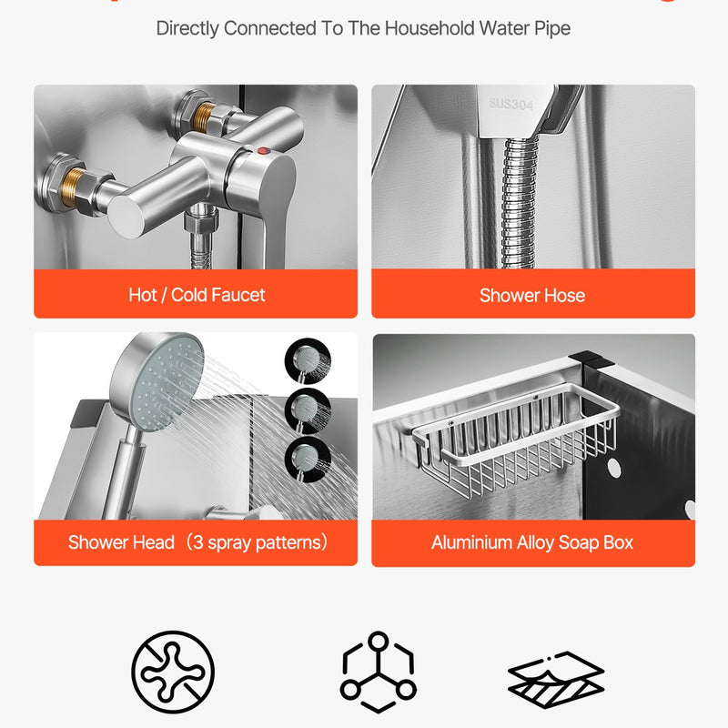 VEVOR 127 cm elektriski regulējama nerūsējošā tērauda suņu kopšanas vanna ar ūdens filtru (kreisā puse)