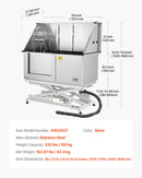 VEVOR 127 cm elektriski regulējama nerūsējošā tērauda suņu kopšanas vanna ar ūdens filtru (kreisā puse)