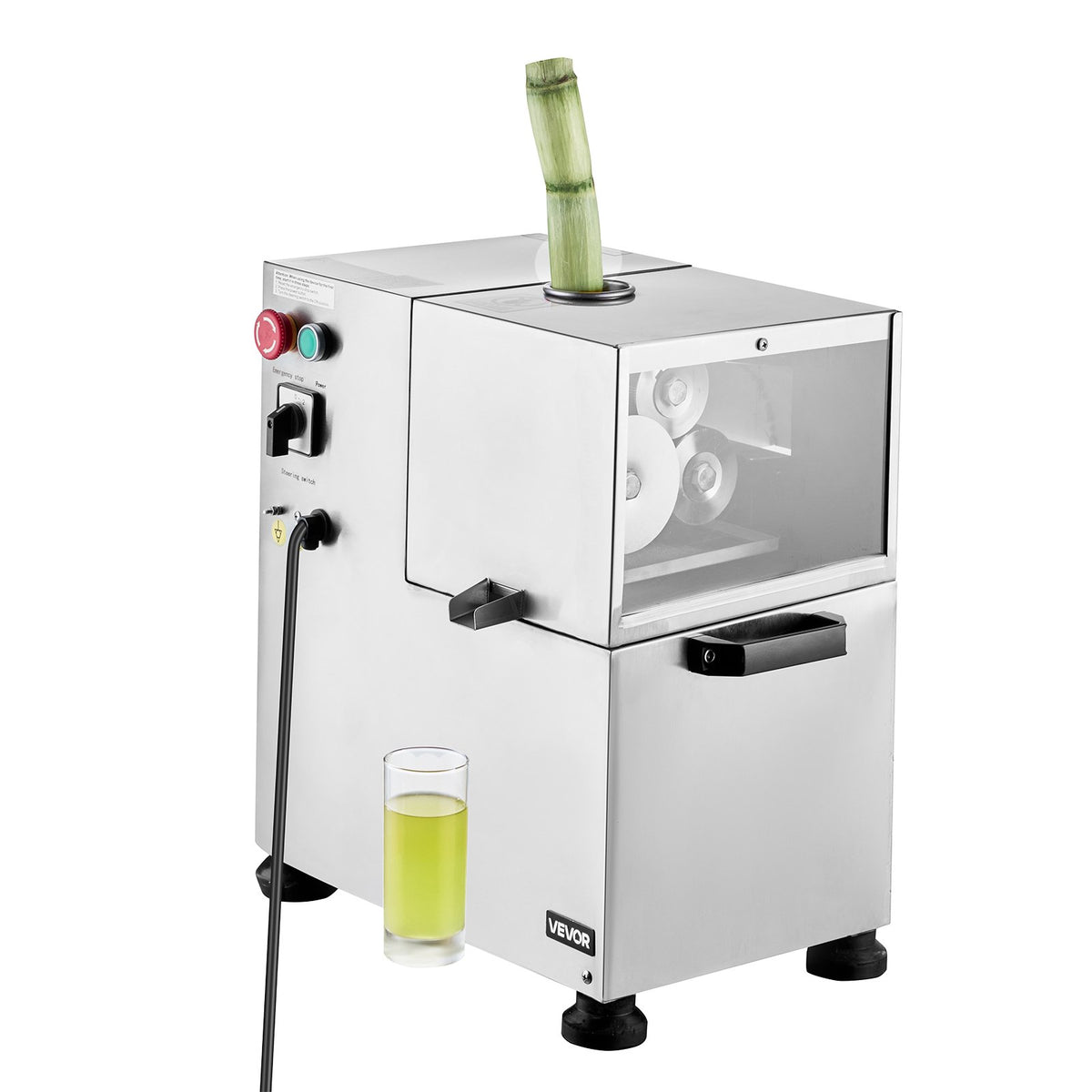 VEVOR Commercial Sugarcane Juice Press 800 W, 300 kg/h, 4 Stainless Steel Rollers
