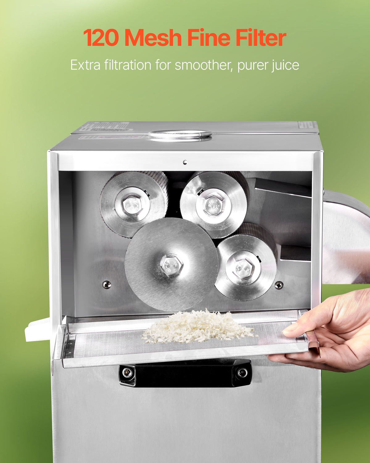 VEVOR Commercial Sugarcane Juice Press 800 W, 300 kg/h, 4 Stainless Steel Rollers