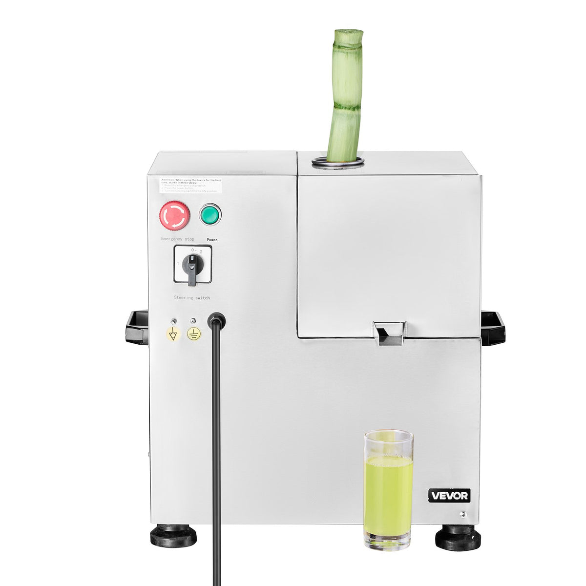 VEVOR Commercial Sugarcane Juice Press 800 W, 300 kg/h, 4 Stainless Steel Rollers