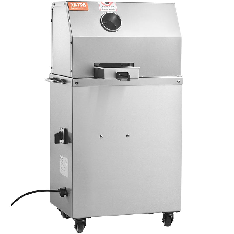 VEVOR 800W elektriskā cukurniedru sulas spiede – 300 kg/h ražība, 3 nerūsējošā tērauda ruļļi, 62 mm ieplūdes atvere