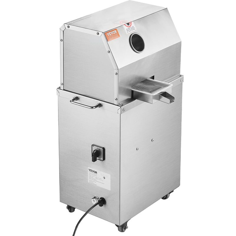 VEVOR 800W elektriskā cukurniedru sulas spiede – 300 kg/h ražība, 3 nerūsējošā tērauda ruļļi, 62 mm ieplūdes atvere