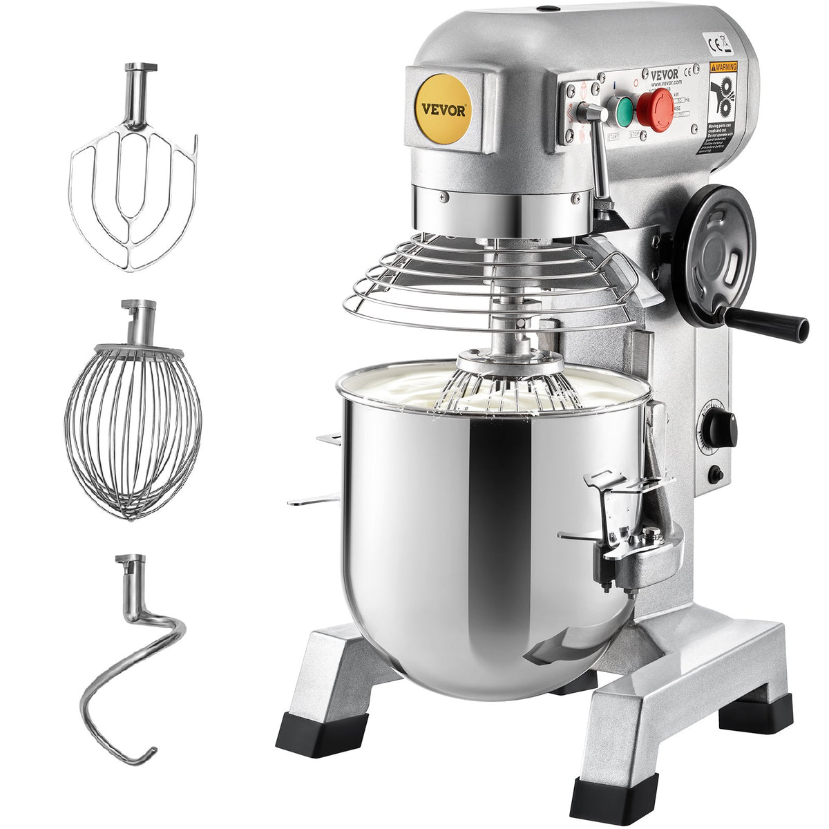VEVOR Commercial Stand Mixer 15 L, 850 W, 3 Speeds, with Hook, Whisk and Paddle