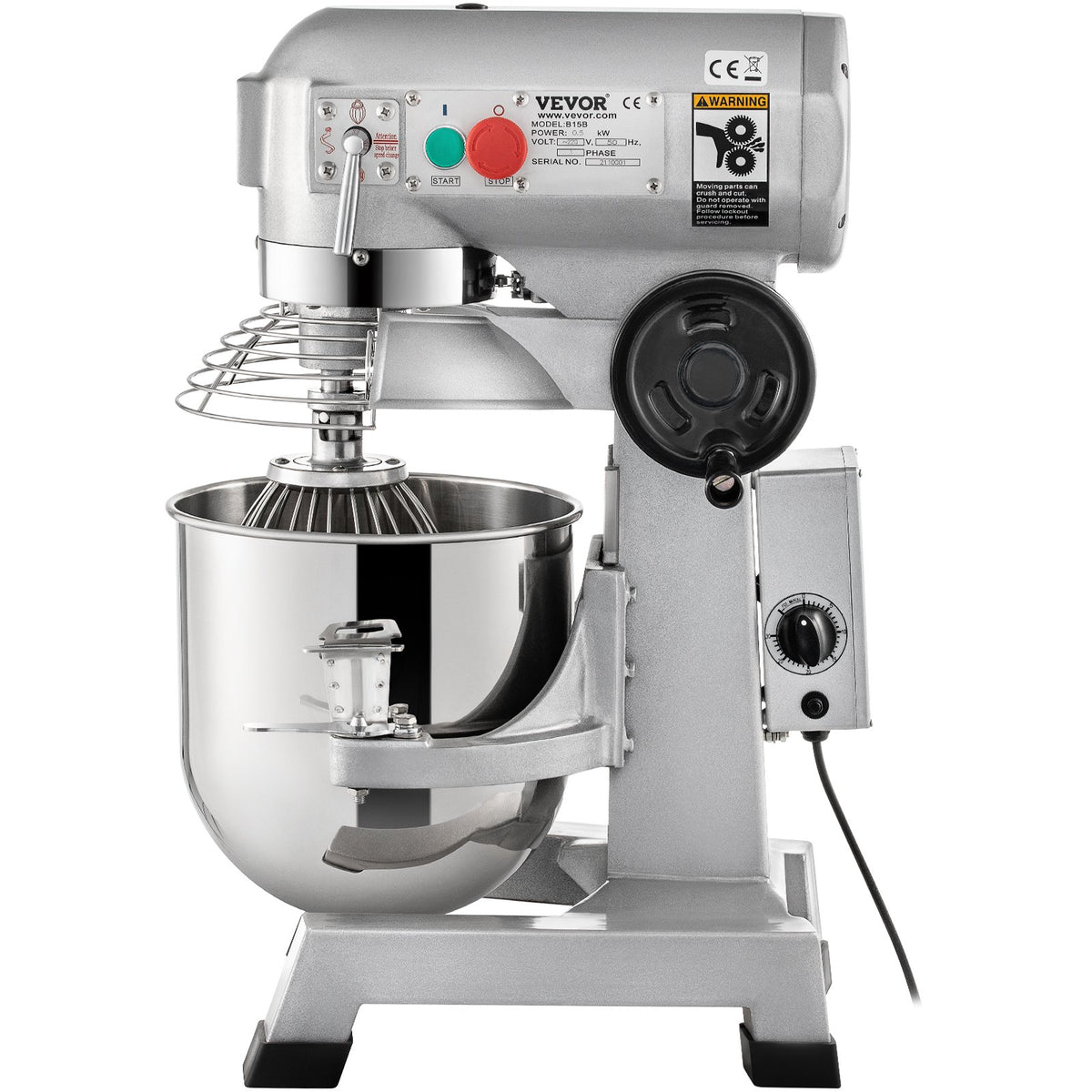 VEVOR Commercial Stand Mixer 15 L, 850 W, 3 Speeds, with Hook, Whisk and Paddle